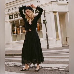 Doen Sebastiane Lace Skirt - Black - NWT